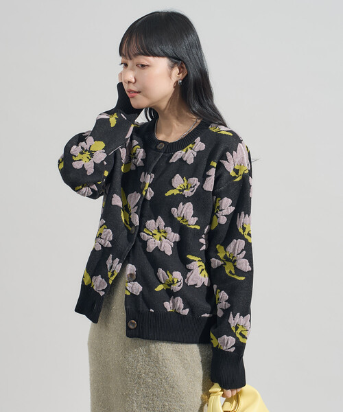 新品 レモン 花柄 長袖ニットカーディガン 新品 レモン 花柄 長袖ニットカーディガン 新品 レモン 花柄 長袖