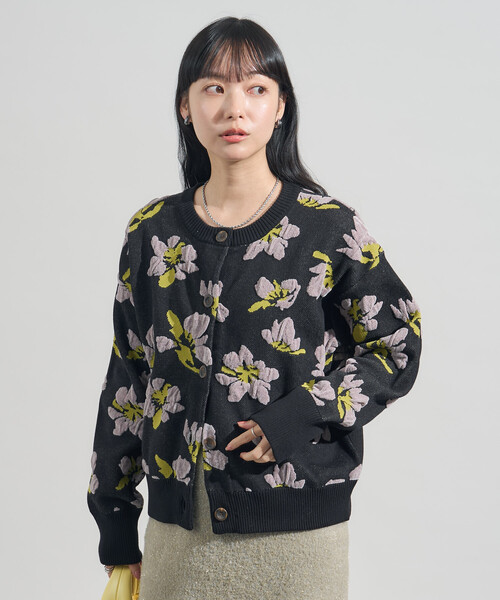 FREAK'S STORE(フリークスストア)の「<新色追加>モールジャカード ニットカーディガン(カーディガン/ボレロ・レディース・ブラック/グレー/ブラウン/ピンク・フリ-)」の5枚目の写真
