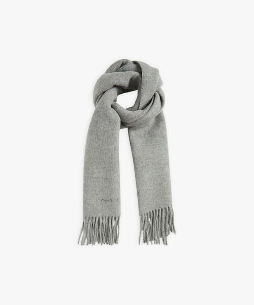 agnes b.(アニエスベー)の「ロゴ刺繍 ウール マフラー ”Elyes”(マフラー・メンズ・グレー系その他・FREE)」の1枚目の写真