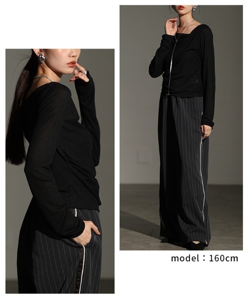 Sawa a la mode(サワアラモード)の「ドレープネックカットソー(Tシャツ/カットソー・レディース・ブラック/アイボリー/グレー・FREE)」の12枚目の写真