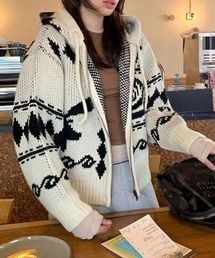 Vipoa（ヴィポア）の「Zip cowichan hoodie knit（ニット/セーター・メンズ）」