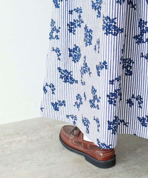 PAR ICI(パーリッシィ)の「ストライプお花プリント ギャザーワンピース(ワンピース・レディース・ブルー・FREE)」の17枚目の写真