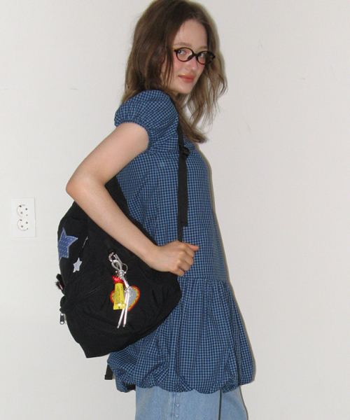 RONRON(ロンロン)の「PUMPKIN MINI DRESS BLUE CHECK(ワンピース・レディース・その他・FREE)」の1枚目の写真