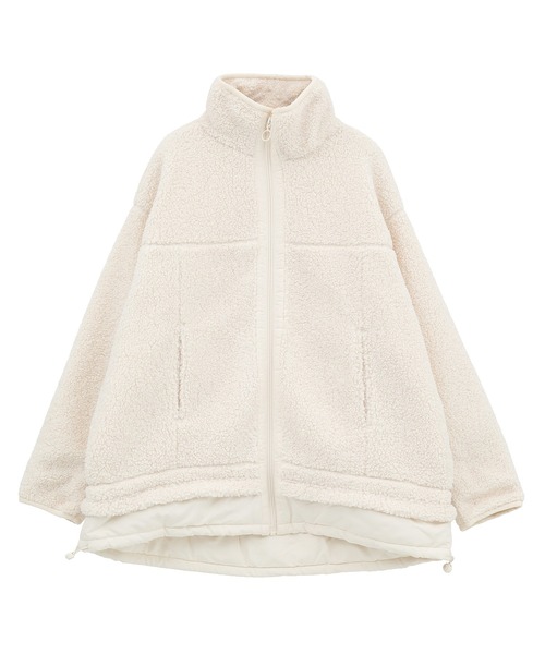 Green　Parks（グリーンパークス）の「異素材コンビスタンドボアブルゾン（ブルゾン・レディース・チャコールグレー/アイボリー/キャメル・FREE）」の16枚目の写真