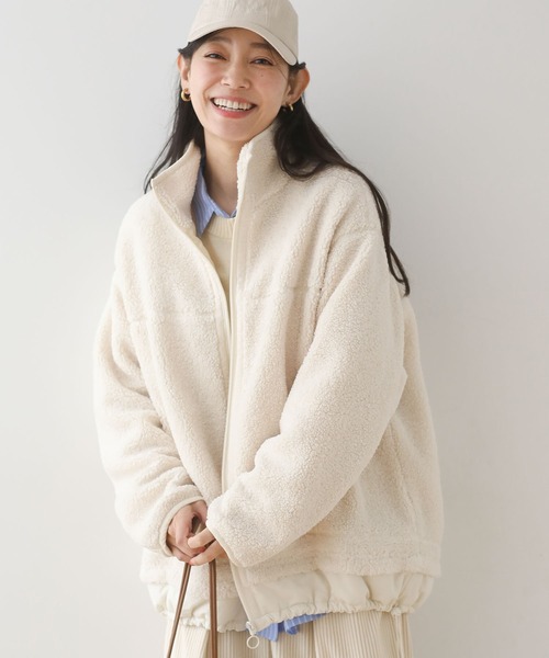 Green　Parks（グリーンパークス）の「異素材コンビスタンドボアブルゾン（ブルゾン・レディース・チャコールグレー/アイボリー/キャメル・FREE）」の22枚目の写真