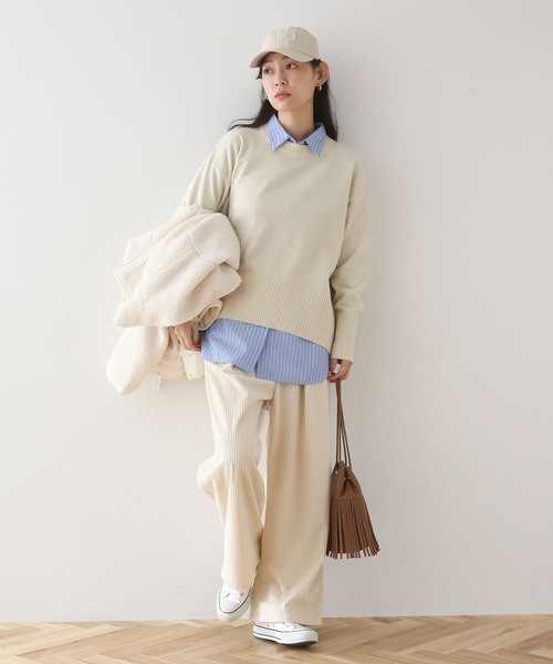 Green　Parks（グリーンパークス）の「異素材コンビスタンドボアブルゾン（ブルゾン・レディース・チャコールグレー/アイボリー/キャメル・FREE）」の21枚目の写真