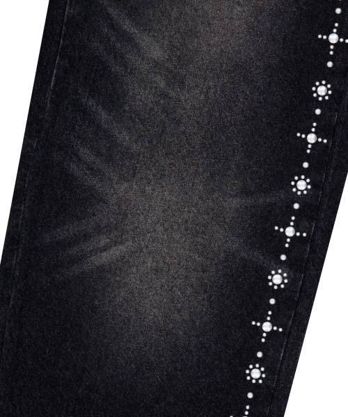 AAKAM（アーカム）の「Side Rhinestone Denim Pants (Black)（デニムパンツ・レディース・その他・1/2）」の10枚目の写真