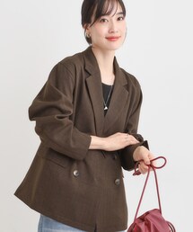 Cutie Blonde | 【セットアップ可】チェック柄 ダブルブレストテーラードゆるジャケット(テーラードジャケット)