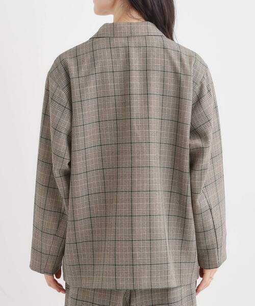 Cutie Blonde（キューティーブロンド）の「【セットアップ可】チェック柄 ダブルブレストテーラードゆるジャケット（テーラードジャケット・レディース・ダークブラウン系1/ベージュ系1・04/03/02/01）」の14枚目の写真
