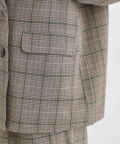 Cutie Blonde（キューティーブロンド）の「【セットアップ可】チェック柄 ダブルブレストテーラードゆるジャケット（テーラードジャケット・レディース・ダークブラウン系1/ベージュ系1・04/03/02/01）」の20枚目の写真