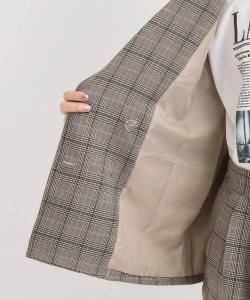 Cutie Blonde（キューティーブロンド）の「【セットアップ可】チェック柄 ダブルブレストテーラードゆるジャケット（テーラードジャケット・レディース・ダークブラウン系1/ベージュ系1・04/03/02/01）」の21枚目の写真