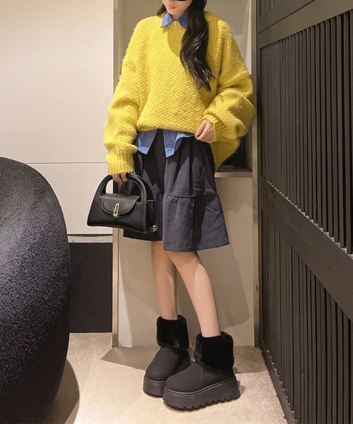 Miniministore(ミニミニストア)の「厚底ムートンブーツ 裏起毛ショートブーツ(ブーツ・レディース・ブラック/ダークベージュ/キャメル・24.0cm/23.0cm/23.5cm/24.5cm/25.0cm)」の7枚目の写真