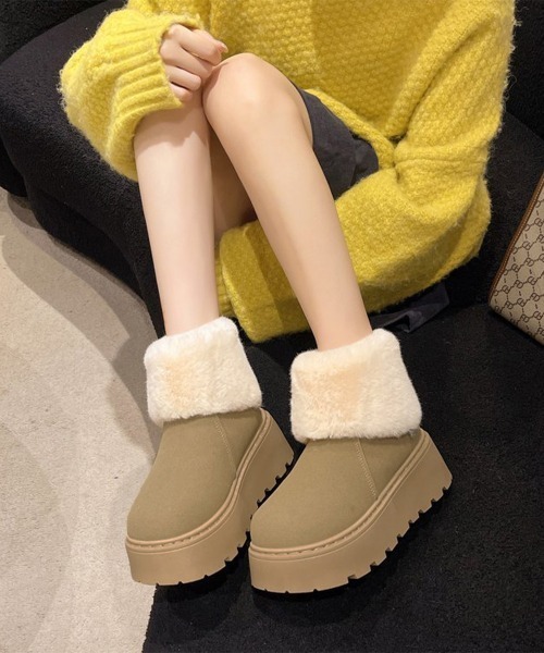 Miniministore(ミニミニストア)の「厚底ムートンブーツ 裏起毛ショートブーツ(ブーツ・レディース・ブラック/ダークベージュ/キャメル・24.0cm/23.0cm/23.5cm/24.5cm/25.0cm)」の8枚目の写真