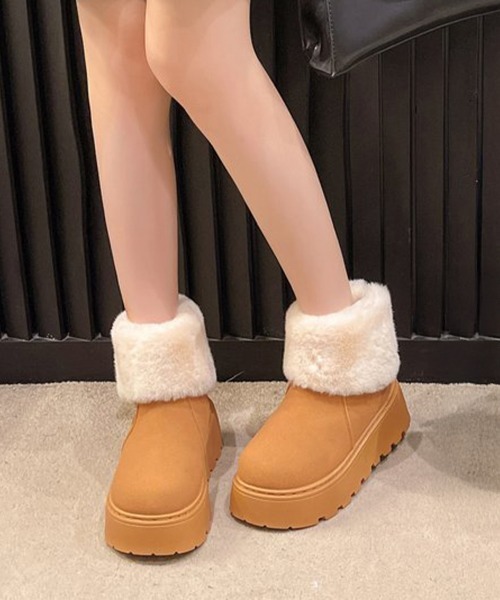 Miniministore(ミニミニストア)の「厚底ムートンブーツ 裏起毛ショートブーツ(ブーツ・レディース・ブラック/ダークベージュ/キャメル・24.0cm/23.0cm/23.5cm/24.5cm/25.0cm)」の13枚目の写真