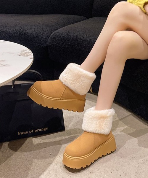 Miniministore(ミニミニストア)の「厚底ムートンブーツ 裏起毛ショートブーツ(ブーツ・レディース・ブラック/ダークベージュ/キャメル・24.0cm/23.0cm/23.5cm/24.5cm/25.0cm)」の14枚目の写真