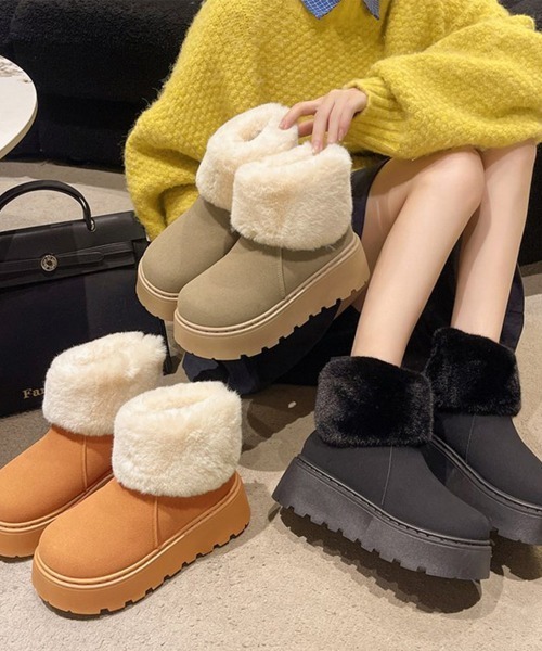 Miniministore(ミニミニストア)の「厚底ムートンブーツ 裏起毛ショートブーツ(ブーツ・レディース・ブラック/ダークベージュ/キャメル・24.0cm/23.0cm/23.5cm/24.5cm/25.0cm)」の17枚目の写真