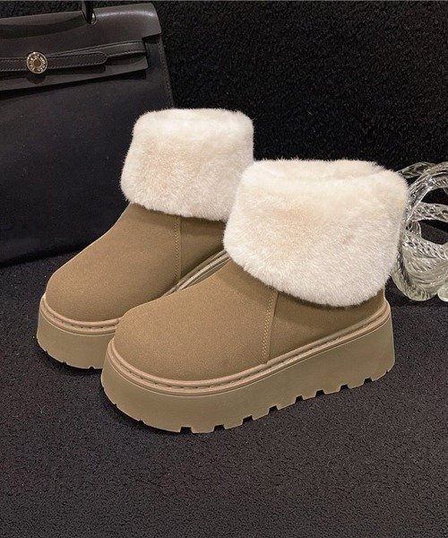 Miniministore(ミニミニストア)の「厚底ムートンブーツ 裏起毛ショートブーツ(ブーツ・レディース・ブラック/ダークベージュ/キャメル・24.0cm/23.0cm/23.5cm/24.5cm/25.0cm)」の20枚目の写真