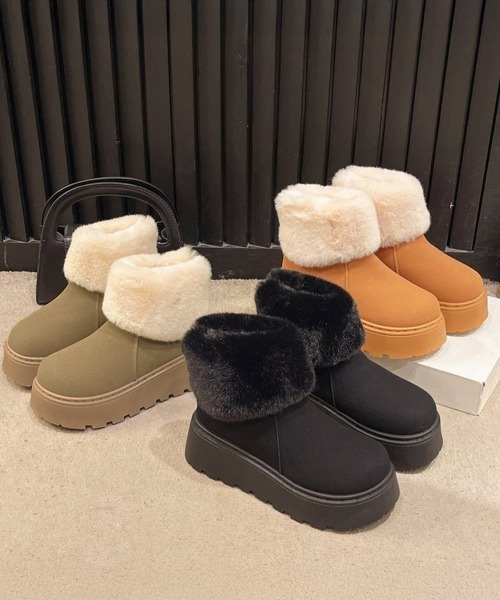 Miniministore(ミニミニストア)の「厚底ムートンブーツ 裏起毛ショートブーツ(ブーツ・レディース・ブラック/ダークベージュ/キャメル・24.0cm/23.0cm/23.5cm/24.5cm/25.0cm)」の22枚目の写真