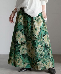 スカート（グリーン・カーキ/緑色系・花柄・ボタニカル柄