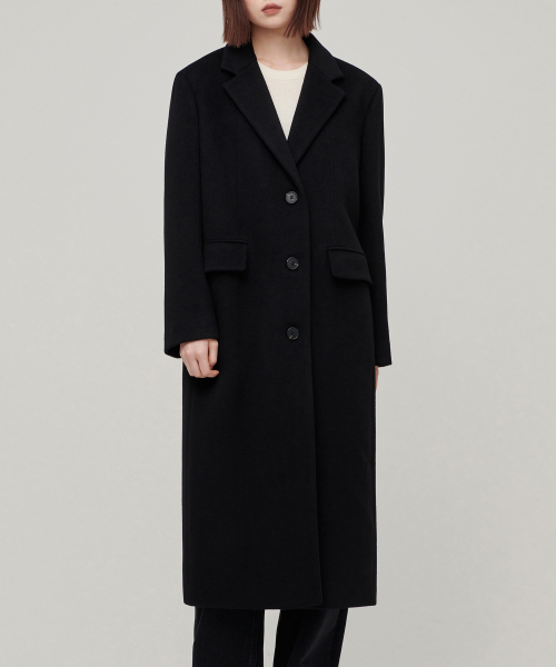 MUSINSA STANDARD WOMAN（ムシンサスタンダードウーマン）の「ウィメンズカシミヤブレンドオーバーショルダーシングルコート[ブラック]（チェスターコート・レディース・その他・SMALL/MEDIUM/LARGE/X-SMALL）」の5枚目の写真