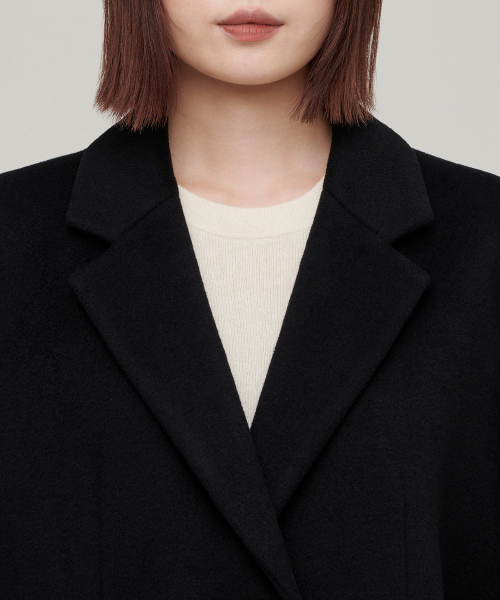 MUSINSA STANDARD WOMAN（ムシンサスタンダードウーマン）の「ウィメンズカシミヤブレンドオーバーショルダーシングルコート[ブラック]（チェスターコート・レディース・その他・SMALL/MEDIUM/LARGE/X-SMALL）」の7枚目の写真