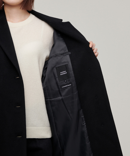 MUSINSA STANDARD WOMAN（ムシンサスタンダードウーマン）の「ウィメンズカシミヤブレンドオーバーショルダーシングルコート[ブラック]（チェスターコート・レディース・その他・SMALL/MEDIUM/LARGE/X-SMALL）」の12枚目の写真