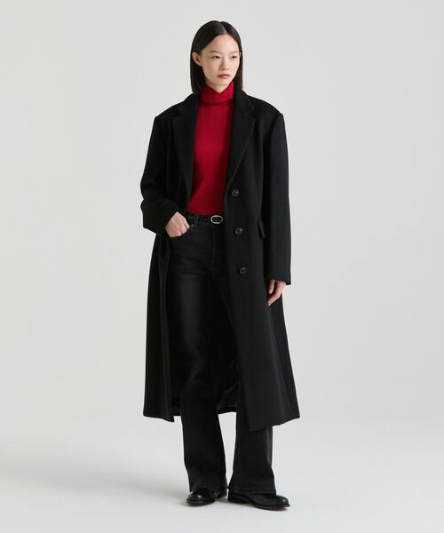 MUSINSA STANDARD WOMAN（ムシンサスタンダードウーマン）の「ウィメンズカシミヤブレンドオーバーショルダーシングルコート[ブラック]（チェスターコート・レディース・その他・SMALL/MEDIUM/LARGE/X-SMALL）」の13枚目の写真