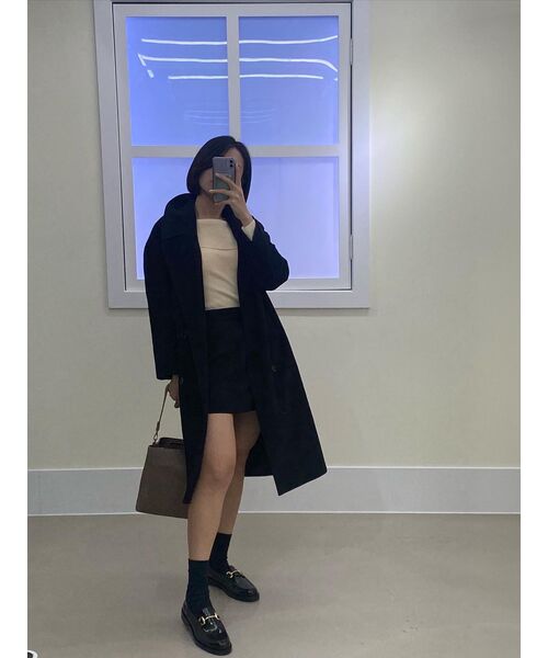 MUSINSA STANDARD WOMAN（ムシンサスタンダードウーマン）の「ウィメンズカシミヤブレンドオーバーショルダーシングルコート[ブラック]（チェスターコート・レディース・その他・SMALL/MEDIUM/LARGE/X-SMALL）」の16枚目の写真
