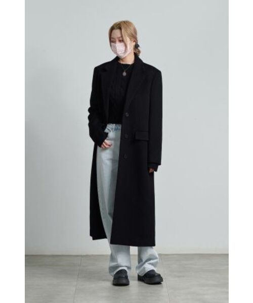 MUSINSA STANDARD WOMAN（ムシンサスタンダードウーマン）の「ウィメンズカシミヤブレンドオーバーショルダーシングルコート[ブラック]（チェスターコート・レディース・その他・SMALL/MEDIUM/LARGE/X-SMALL）」の19枚目の写真