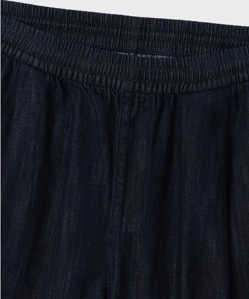 MUSINSA STANDARD（ムシンサスタンダード）の「リネンライクワンタックワイドバンディングデニムパンツ[ディープインディゴ]（デニムパンツ・メンズ・その他・26/28/30/32/34/36/38/40/42）」の3枚目の写真