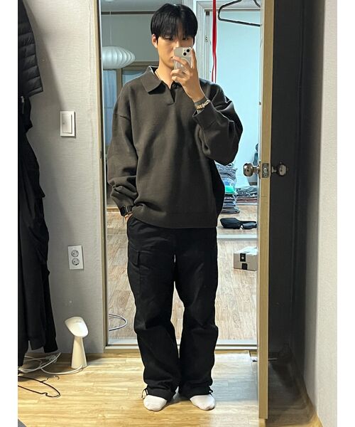 MUSINSA STANDARD（ムシンサスタンダード）の「コットンパラシュートカーゴパンツ[ブラック]（スウェットパンツ・メンズ・その他・40/31/33/26/27/28/29/38/42/36/34/32/30）」の3枚目の写真