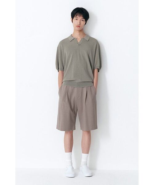 MUSINSA STANDARD（ムシンサスタンダード）の「フォンテワンタックワイドコージハーフスラックス[グレイッシュベージュ]（スラックス・メンズ・その他・28/42/36/34/32/30/26/40/38）」の6枚目の写真