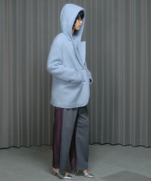 THINGS THAT MATTER（シングス ザット マター）の「MOHAIR HOODIE JACKET / モヘア フーディー ジャケット（テーラードジャケット・レディース・チャコールグレー/サックスブルー・FREE）」の9枚目の写真
