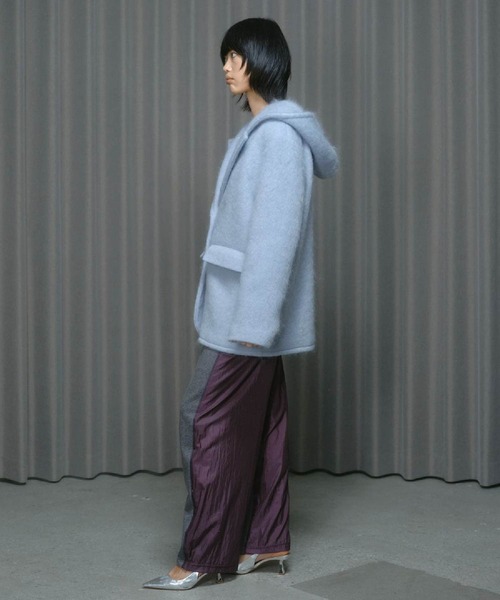 THINGS THAT MATTER（シングス ザット マター）の「MOHAIR HOODIE JACKET / モヘア フーディー ジャケット（テーラードジャケット・レディース・チャコールグレー/サックスブルー・FREE）」の10枚目の写真