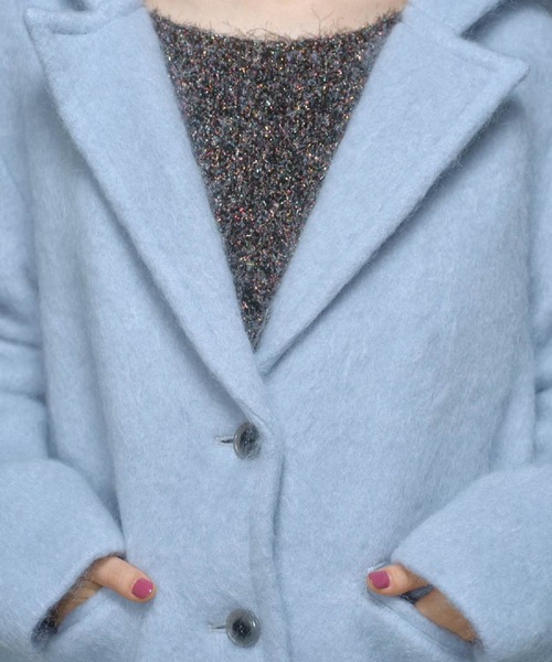 THINGS THAT MATTER（シングス ザット マター）の「MOHAIR HOODIE JACKET / モヘア フーディー ジャケット（テーラードジャケット・レディース・チャコールグレー/サックスブルー・FREE）」の12枚目の写真