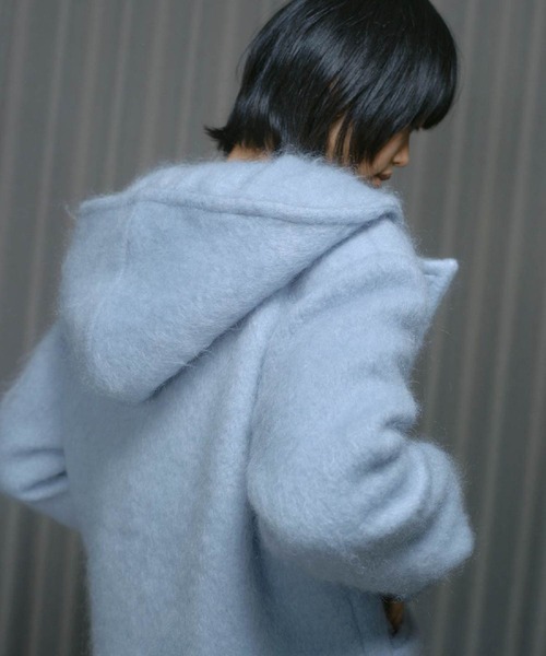 THINGS THAT MATTER（シングス ザット マター）の「MOHAIR HOODIE JACKET / モヘア フーディー ジャケット（テーラードジャケット・レディース・チャコールグレー/サックスブルー・FREE）」の13枚目の写真
