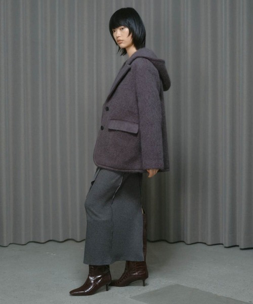 THINGS THAT MATTER（シングス ザット マター）の「MOHAIR HOODIE JACKET / モヘア フーディー ジャケット（テーラードジャケット・レディース・チャコールグレー/サックスブルー・FREE）」の17枚目の写真