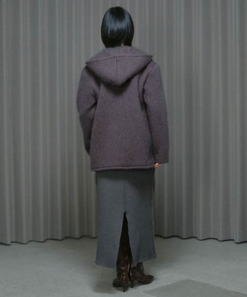 THINGS THAT MATTER（シングス ザット マター）の「MOHAIR HOODIE JACKET / モヘア フーディー ジャケット（テーラードジャケット・レディース・チャコールグレー/サックスブルー・FREE）」の18枚目の写真