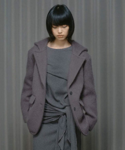 THINGS THAT MATTER（シングス ザット マター）の「MOHAIR HOODIE JACKET / モヘア フーディー ジャケット（テーラードジャケット・レディース・チャコールグレー/サックスブルー・FREE）」の16枚目の写真