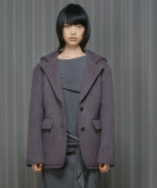 THINGS THAT MATTER（シングス ザット マター）の「MOHAIR HOODIE JACKET / モヘア フーディー ジャケット（テーラードジャケット・レディース・チャコールグレー/サックスブルー・FREE）」の14枚目の写真