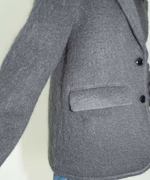 THINGS THAT MATTER（シングス ザット マター）の「MOHAIR HOODIE JACKET / モヘア フーディー ジャケット（テーラードジャケット・レディース・チャコールグレー/サックスブルー・FREE）」の5枚目の写真