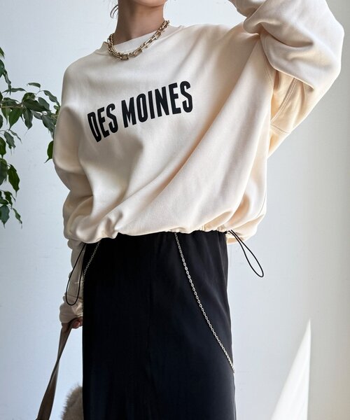 DouDou（ドゥドゥ）の「ボンバーヒートロゴトップス（スウェット・レディース・キャメル/ブラック/アイボリー・FREE）」の2枚目の写真