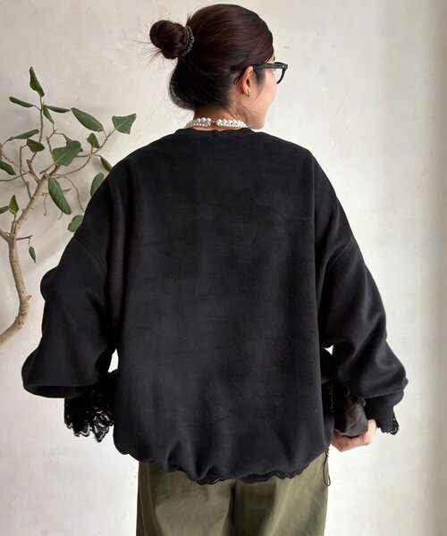 DouDou（ドゥドゥ）の「ボンバーヒートロゴトップス（スウェット・レディース・キャメル/ブラック/アイボリー・FREE）」の11枚目の写真