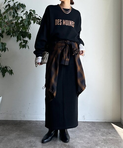 DouDou（ドゥドゥ）の「ボンバーヒートロゴトップス（スウェット・レディース・キャメル/ブラック/アイボリー・FREE）」の12枚目の写真