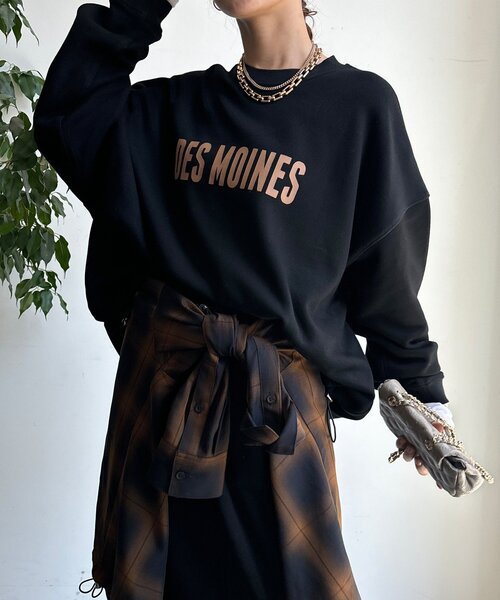 DouDou（ドゥドゥ）の「ボンバーヒートロゴトップス（スウェット・レディース・キャメル/ブラック/アイボリー・FREE）」の15枚目の写真