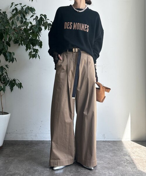 DouDou（ドゥドゥ）の「ボンバーヒートロゴトップス（スウェット・レディース・キャメル/ブラック/アイボリー・FREE）」の18枚目の写真