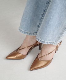 完売品　新作美品　Aimeine ゴールドモチーフポインテッドミュール 完売品 新作美品 Aimeine ゴールドモチーフポインテッドミュール