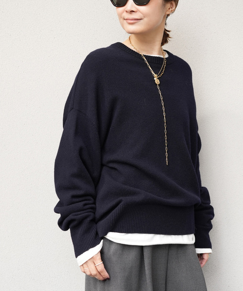 Deuxieme Classe（ドゥーズィエムクラス）の「JUSPER クルーネック プルオーバー（ニット/セーター・レディース・ネイビー・FREE）」の4枚目の写真