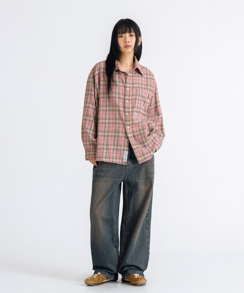 LEMAIN SECOND（リメインセカンド）の「オーバーサイズフランネルポケットチェックシャツ[ディープピンク]（シャツ/ブラウス・レディース・その他・SMALL/MEDIUM/LARGE）」の17枚目の写真