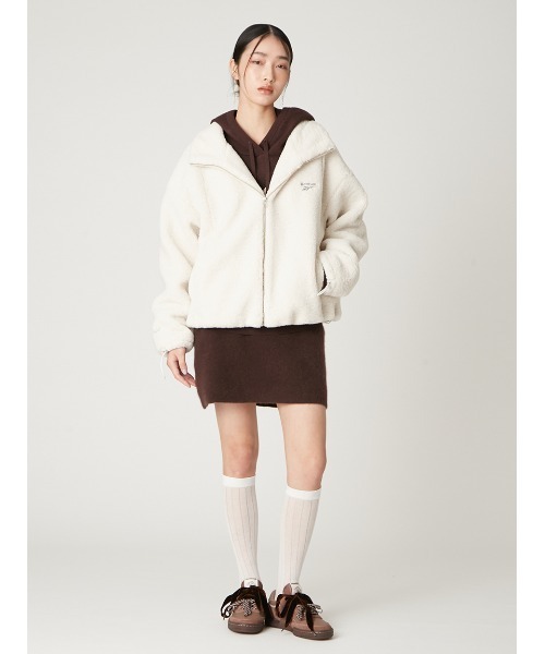 FRAY I.D（フレイアイディー）の「【Reebok× FRAY I.D】サテンロゴニットフーディー（パーカー・レディース・ブルー/ベージュ/ラベンダー/ブラウン・F）」の20枚目の写真